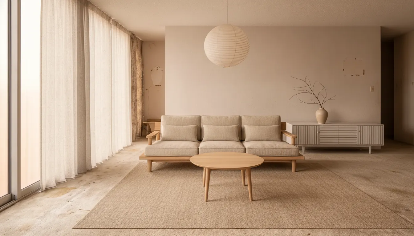 After: Oatmeal linen, pale oak, one branch