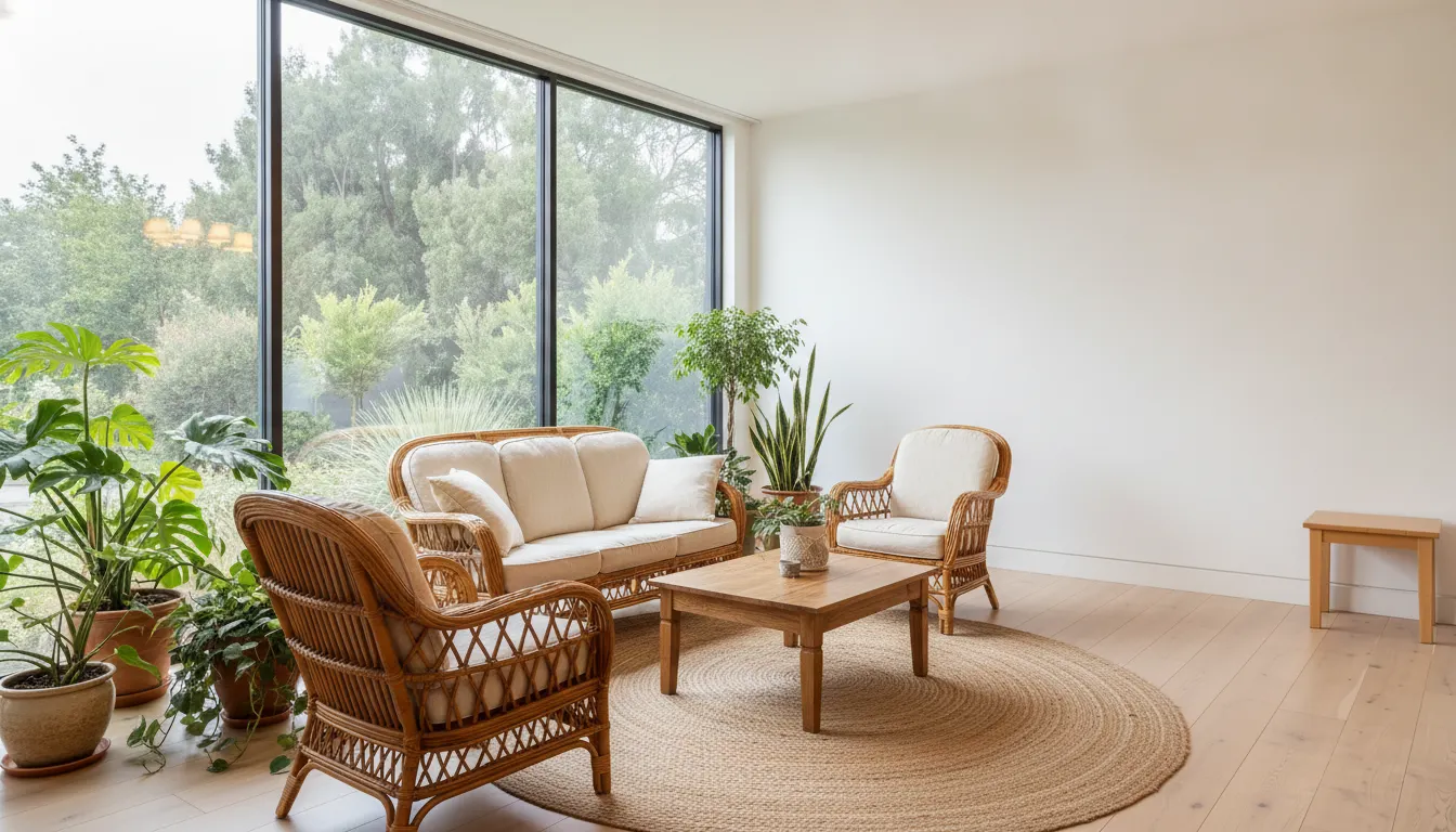 After: Rattan sunroom lounge