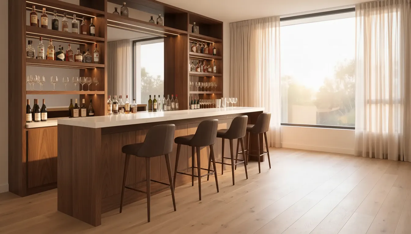 After: Walnut home bar