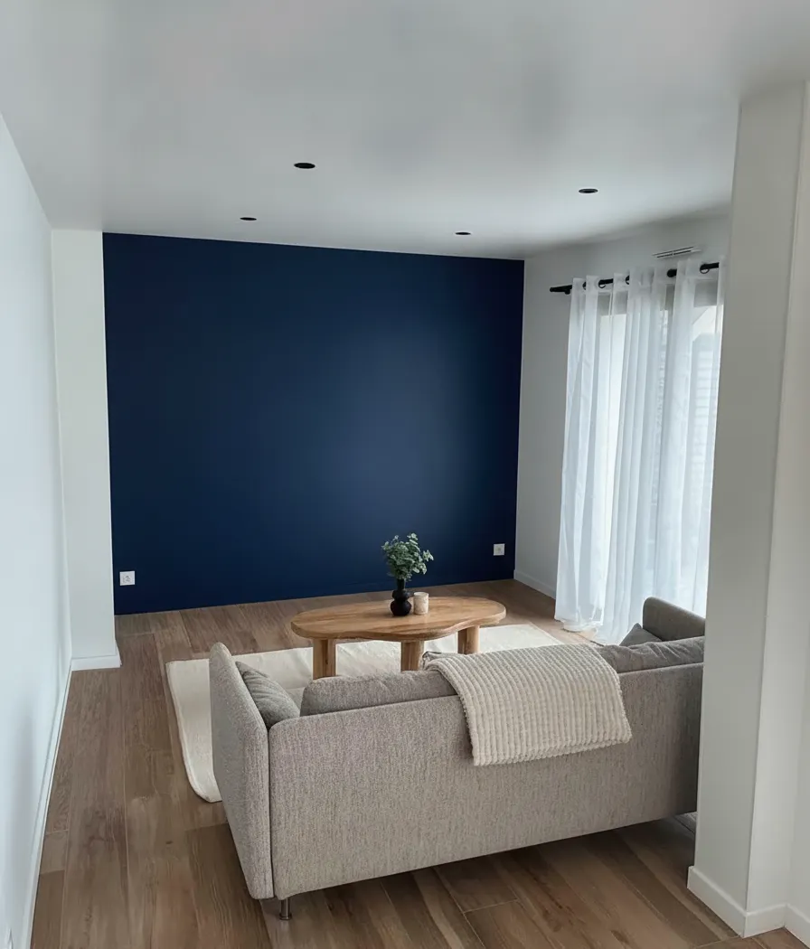 After: Navy accent wall