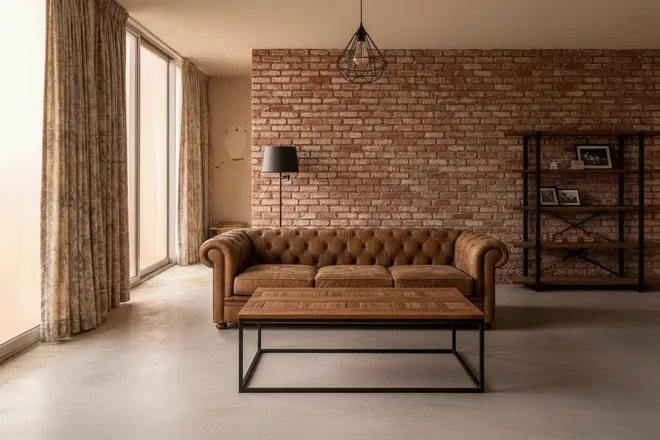 Industrial living room render