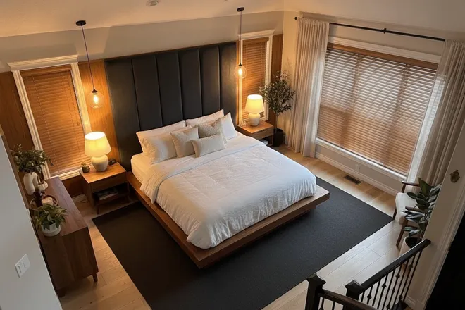 Boutique hotel bedroom render