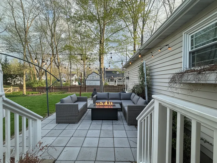 Patio idea: large-format porcelain pavers