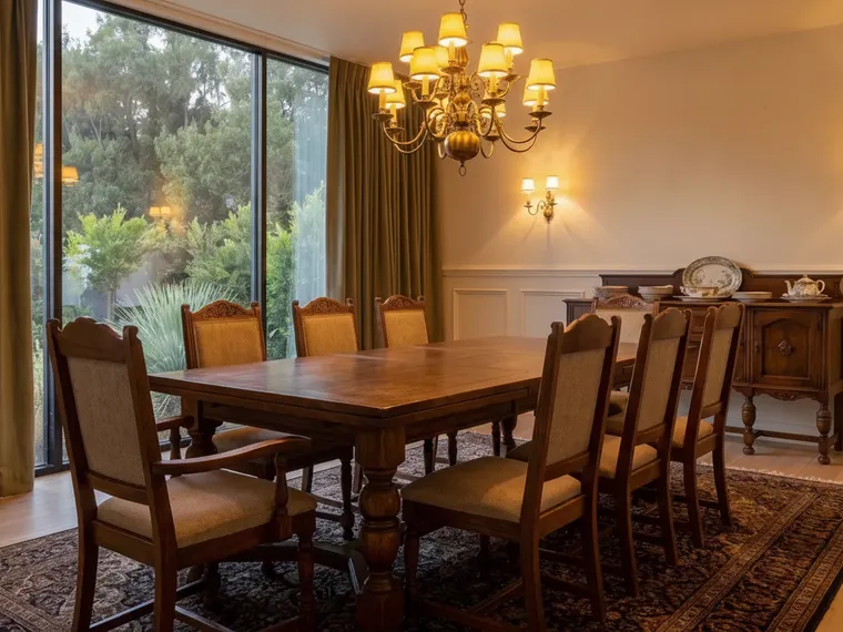 Dining room wainscoting idea: picture-frame wainscoting painted off-white on the lower wall with a chair rail, traditional dining room