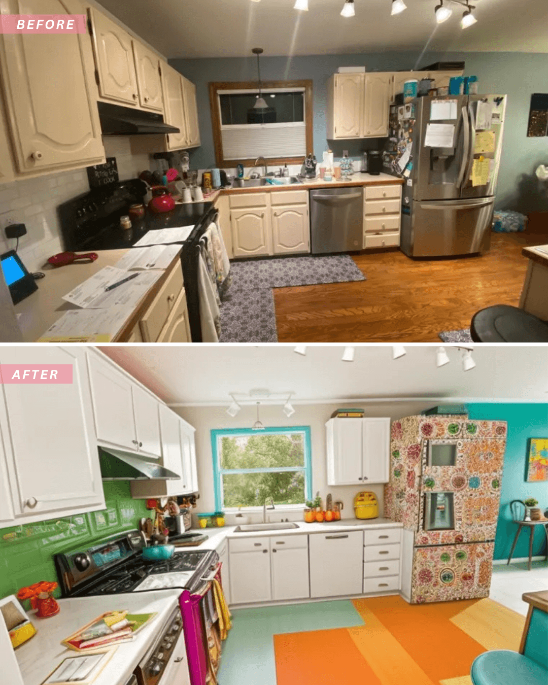 AI kitchen remodel showing new cabinets and countertops from uploaded photo
