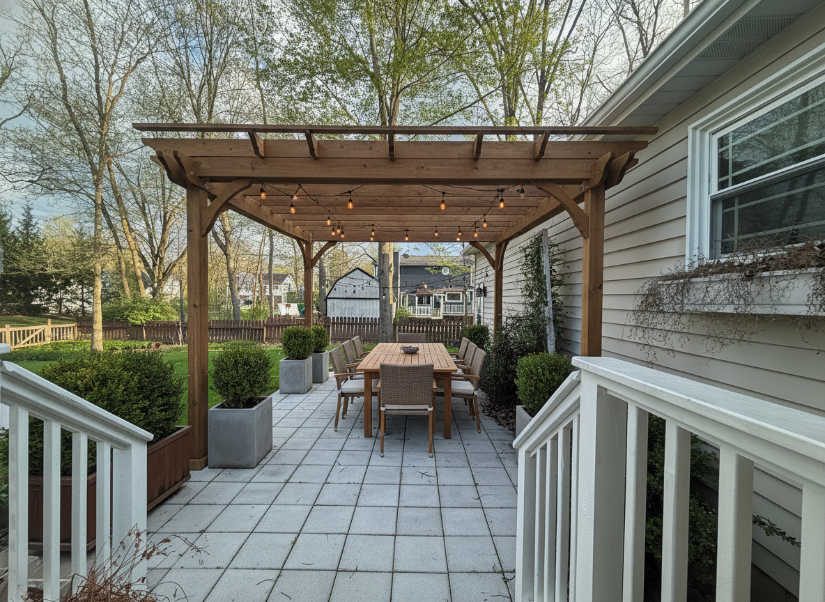 AI landscape design render — patios & paths