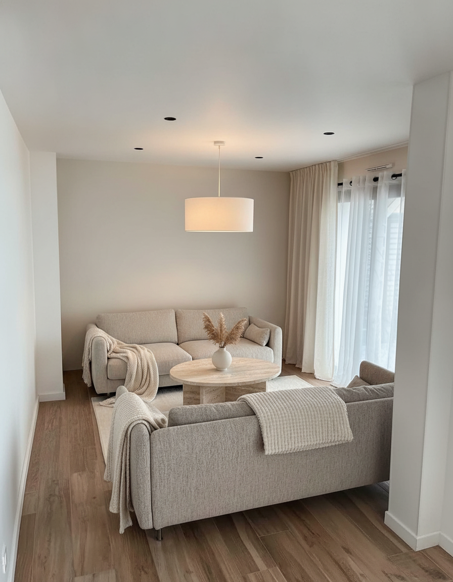 AI living room remodel render