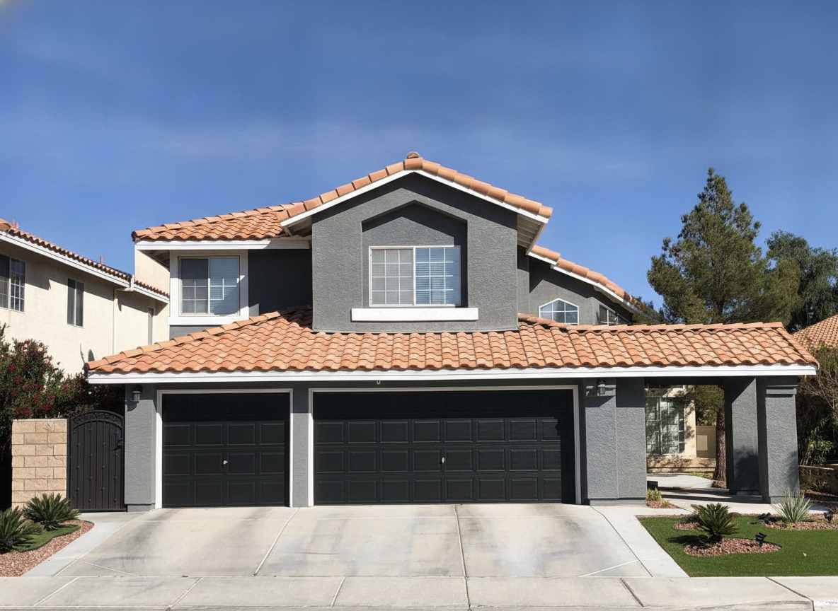 AI exterior paint render — garage door