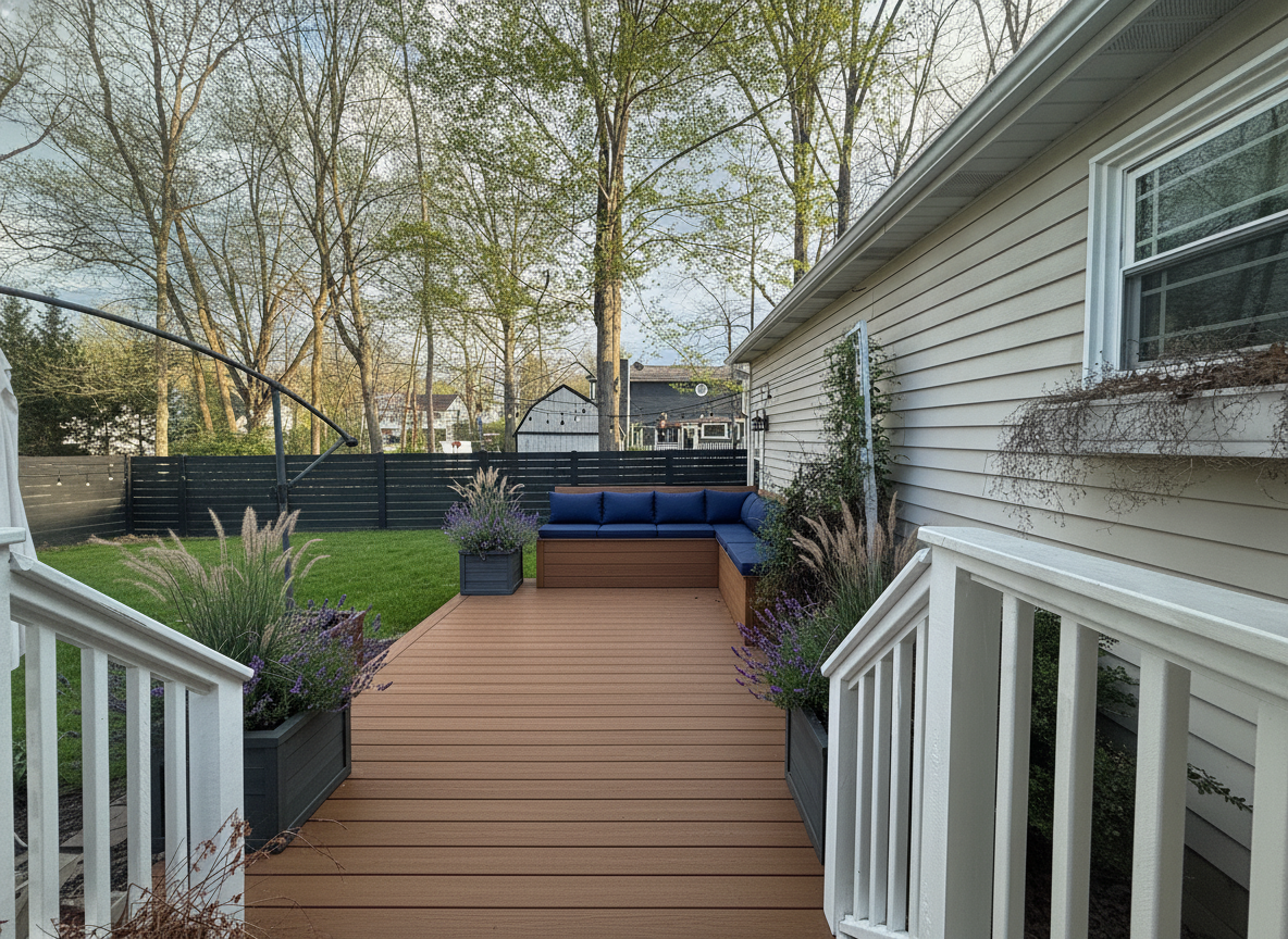 Backyard design render — composite deck
