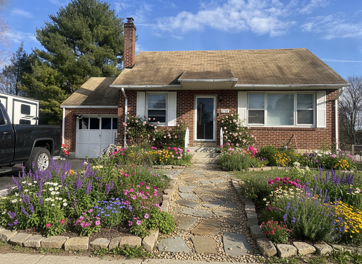 AI landscape design render — front yards