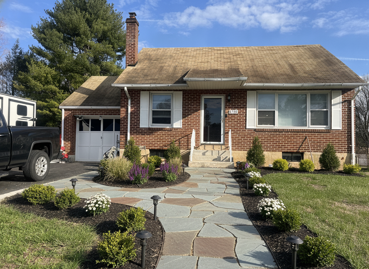 AI driveway and patio design render — walkways