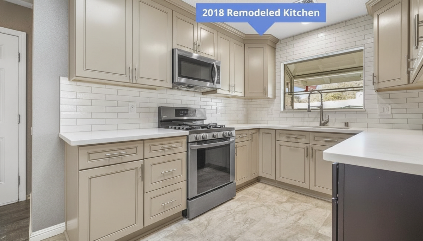 Kitchen design app render — espresso to greige