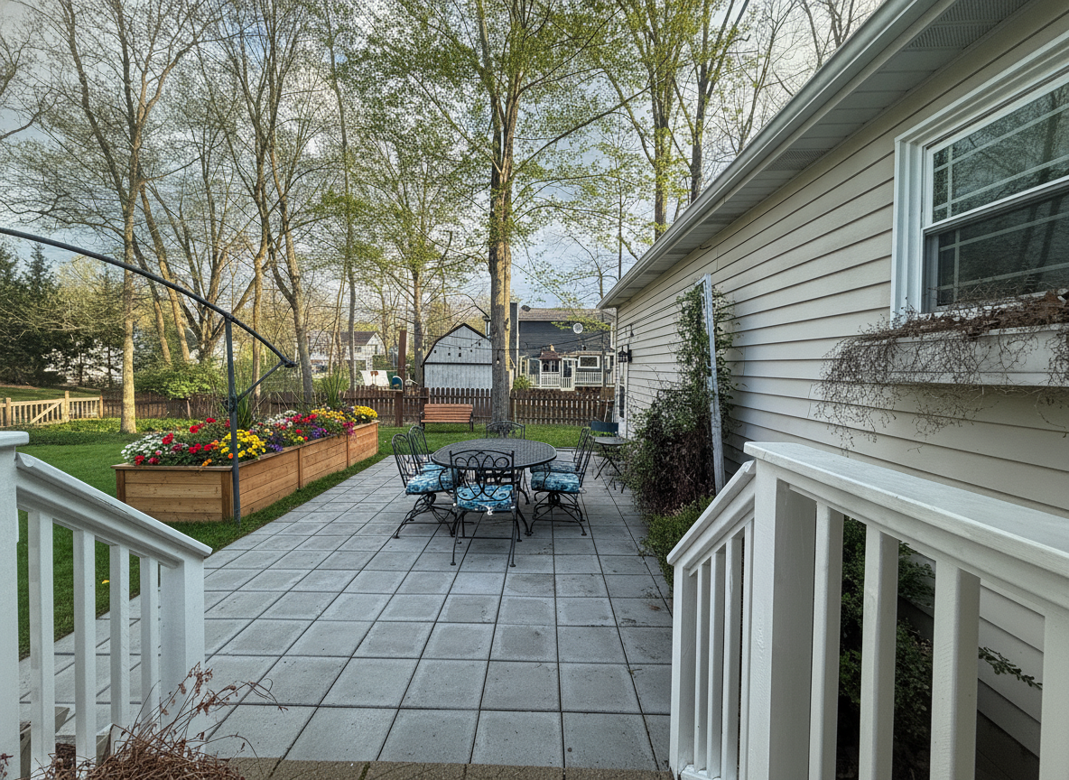 Backyard design render — family yard