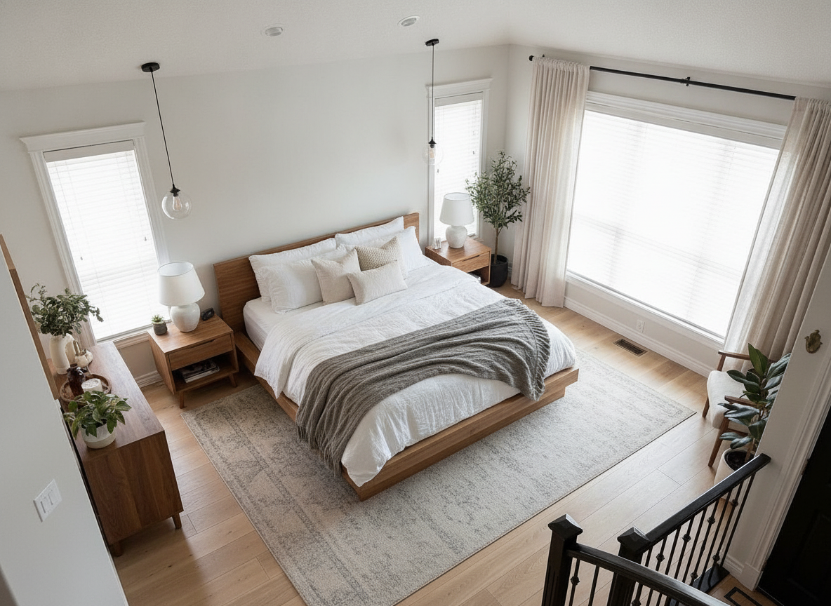 AI interior design render — bedrooms