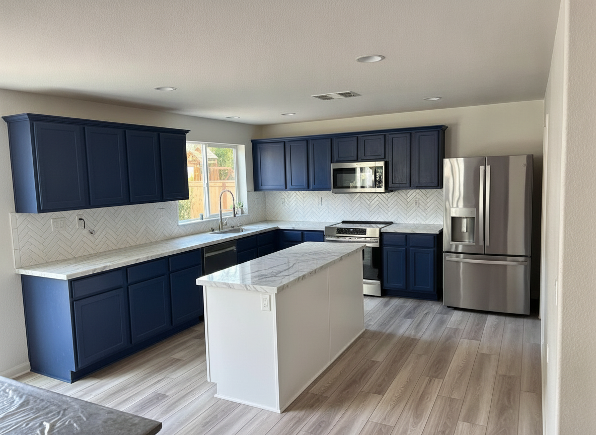 AI kitchen design render — countertops