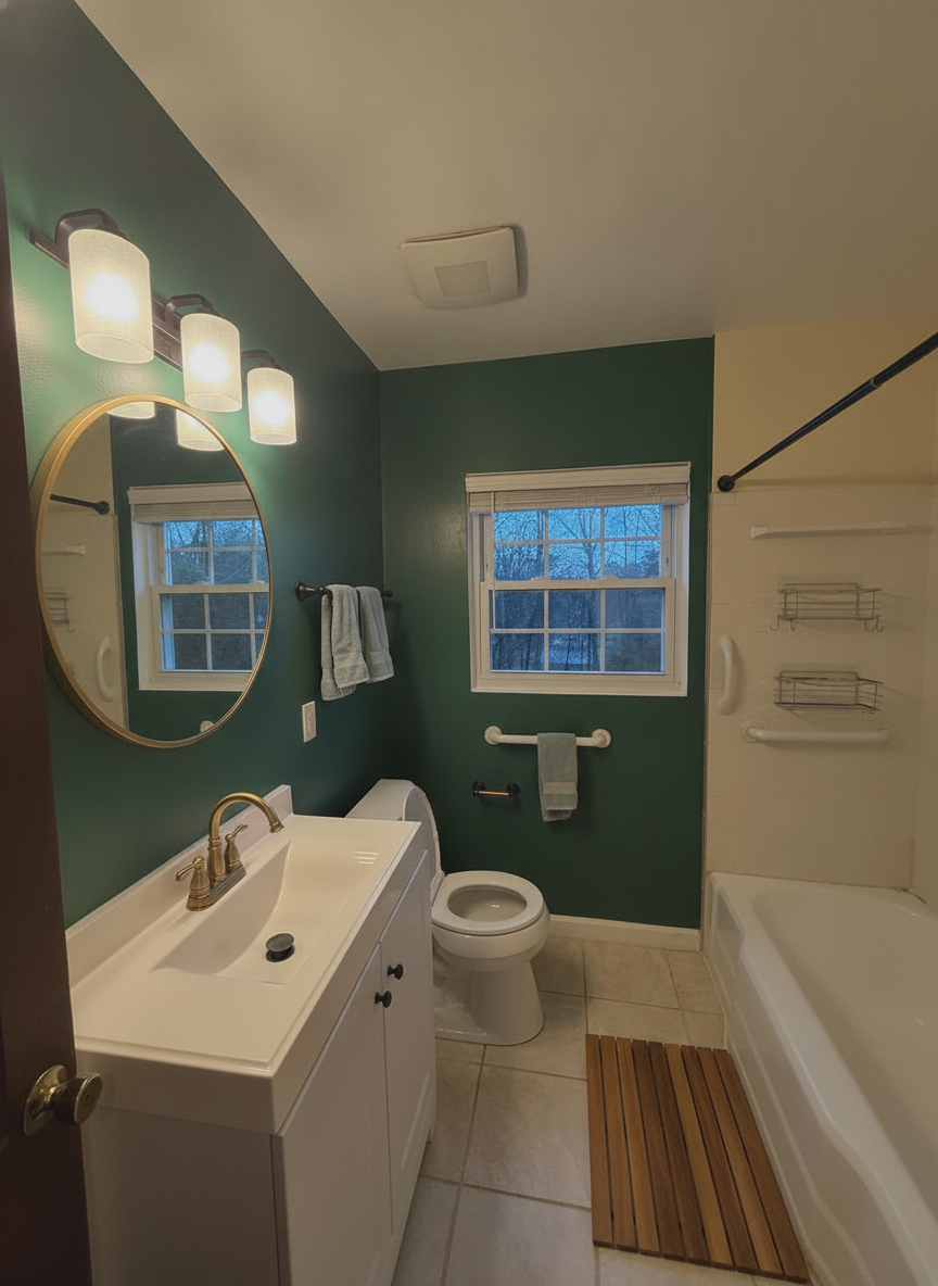 Bathroom design tool render — paint and metal only